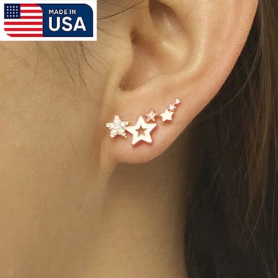 Picture of 1 Pair American Popular Creative Fashion Star Earrings Direct Factory Supply Set N Hollow Tassel Eardrop Versatile Personality Autumn Retro Kaner Dul Jewelry Accessories Birthday Wedding Engagement Bridal Party Amazing Gift for Women Gold Color