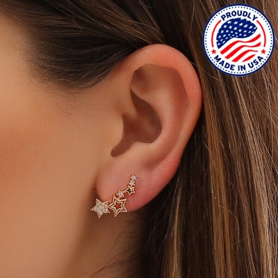 Picture of 1 Pair American Popular Creative Fashion Star Earrings Direct Factory Supply Set N Hollow Tassel Eardrop Versatile Personality Autumn Retro Kaner Dul Jewelry Accessories Birthday Wedding Engagement Bridal Party Amazing Gift for Women Gold Color