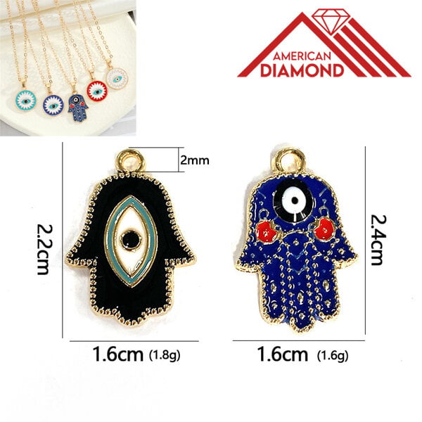 Picture of American Fatima Hand Popular Creative Pendant Direct Factory Sales Set C All-Match Necklace Panja Mala With Locket Temple Exhibition Hot Selling Jewelry Accessories Birthday Wedding Engagement Bridal Party Amazing Gift for All Green Gold Color