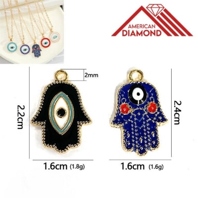 Picture of American Fatima Hand Popular Creative Pendant Direct Factory Sales Set C All-Match Necklace Panja Mala With Locket Temple Exhibition Hot Selling Jewelry Accessories Birthday Wedding Engagement Bridal Party Amazing Gift for All Green Gold Color