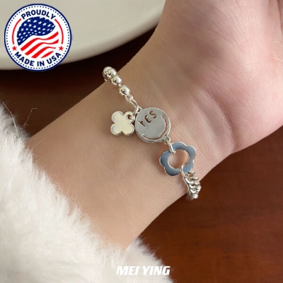 Picture of American Simple and Cold Bracelet Temple Exhibition Hot Selling Autumn Retro Brelet Jewelry Birthday Wedding Engagement Bridal Party Bracelat Amazing Gift Braslete Bangles for Women Silver Color