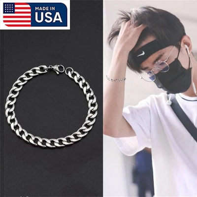 Picture of American Hip Hop Simple Electroplating Chain Bracelet Direct Factory Supply Set D Temple Exhibition Hot Selling Autumn Retro Brelet Jewelry Accessories Birthday Wedding Engagement Bridal Party Bracelat Amazing Gift Braslete Bangles for All Silver Color