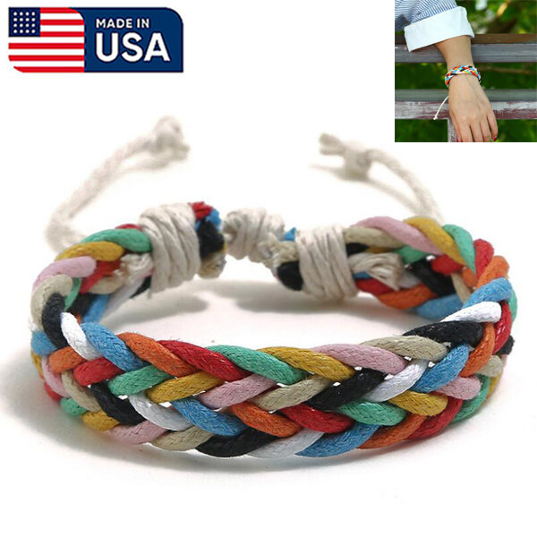 Picture of American Handmade Woven Rope Bracelet Direct Factory Supply Set E Temple Exhibition Hot Selling Autumn Retro Brelet Handicraft Birthday Wedding Engagement Bridal Party Bracelat Amazing Gift Braslete Bangles for Male/Female Multi-Color
