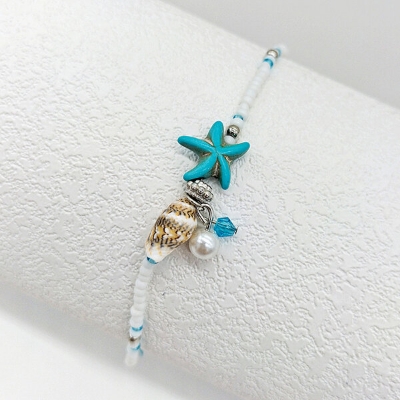 Picture of American Popular Pearl Starfish Payel Direct Factory Supply Set C Temple Exhibition Autumn Retro Foot Decoration Chain Anklet Pendant Beach Nupur Jewelry Accessories Birthday Wedding Engagement Bridal Party Amazing Gift for Women MultiColor