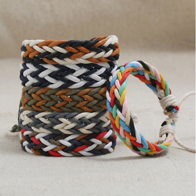Picture of Handmade Woven Rope Bracelet Set E1 Temple Exhibition Hot Selling Autumn Retro Brelet Handicraft Accessories Birthday Wedding Engagement Bridal Party Bracelat Amazing Gift Braslete Bangles for Male and Female MultiColor