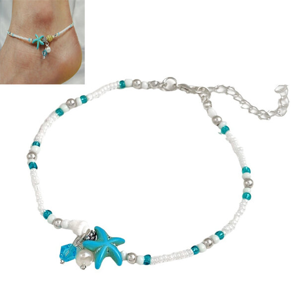 Picture of Popular Pearl Starfish Hot Selling Payel Set C1 Temple Exhibition Autumn Retro Foot Decoration Chain Anklet All-Match Pendant Beach Nupur Jewelry Accessories Birthday Wedding Engagement Bridal Party Amazing Gift Item for Women MultiColor
