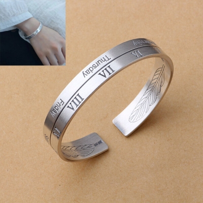 Picture of Roman Numeral Hot Selling Adjustable Bracelet Set F1 Temple Exhibition Brelet Jewelry Birthday Wedding Engagement Bridal Party Bracelat Amazing Gift Braslete Bangles for Men/Women Silver Color