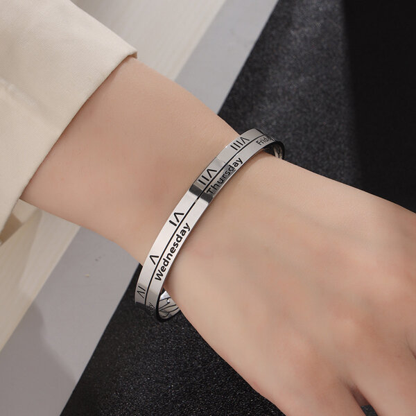 Picture of Roman Numeral Hot Selling Adjustable Bracelet Set F1 Temple Exhibition Brelet Jewelry Birthday Wedding Engagement Bridal Party Bracelat Amazing Gift Braslete Bangles for Men/Women Silver Color