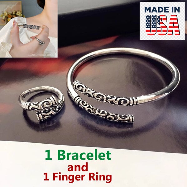 Picture of American Hot Selling Montara Adjustable Bracelet and Finger Ring Direct Factory Sales Set H Exhibition Autumn Electroplating Brelet Jewelry Accessories Birthday Wedding Engagement Bridal Party Bracelat Amazing Gift Braslete Bangles Silver Color for All