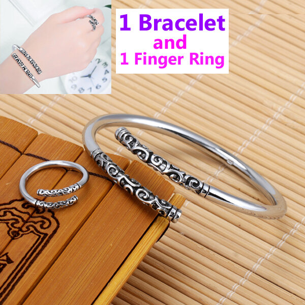 Picture of Hot Selling Montara Adjustable Bracelet and Finger Ring Set H1 Temple Exhibition Autumn Electroplating Brelet Jewelry Accessories Birthday Wedding Engagement Bridal Party Bracelat Amazing Gift Braslete Bangles Silver Color for All