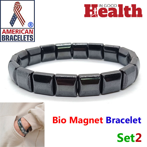 Picture of American Hot Selling Bio Magnetic Bracelet Adjustable Direct Factory Sales Set 2 Natural Hematite Stone Brelet Jewelry Birthday Wedding Engagement Bridal Party Bracelat Amazing Gift Braslete Bangles Black Color for Men Women