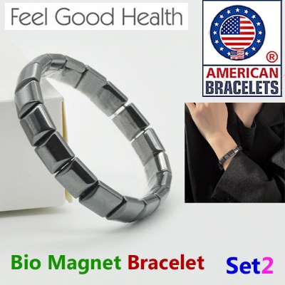 Picture of American Hot Selling Bio Magnetic Bracelet Adjustable Direct Factory Sales Set 2 Natural Hematite Stone Brelet Jewelry Birthday Wedding Engagement Bridal Party Bracelat Amazing Gift Braslete Bangles Black Color for Men Women