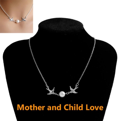 Picture of Double Flying Birds Hot Selling Pearl Necklace 24K Gold Water Drop Set E1 Locket Chain Pendant Versatile Personality Exhibition Mala Popular Jewelry Accessories Birthday Wedding Engagement Bridal Party Amazing Gift Item Gold/Silver Color for Men Women