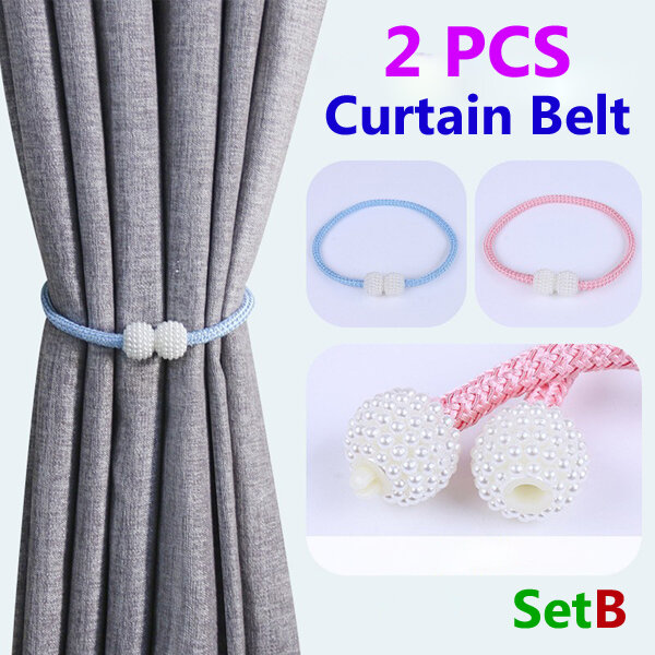 Picture of 2 PCS Hot Selling Pearl Buckle Curtain Belt Set B1 Double Headed Long Tassel Cotton Door and Window Parda Barrier Tie Rope Non Clip/Hook Handmade Kushikata Accessories Popular Cottage Home Decorative Lanyard Amazing Gift Item Multicolor
