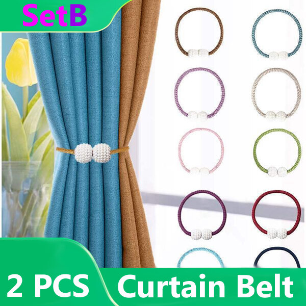 Picture of 2 PCS Hot Selling Pearl Buckle Curtain Belt Set B1 Double Headed Long Tassel Cotton Door and Window Parda Barrier Tie Rope Non Clip/Hook Handmade Kushikata Accessories Popular Cottage Home Decorative Lanyard Amazing Gift Item Multicolor