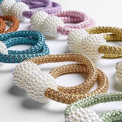 Picture of 2 PCS American Popular Pearl Buckle Curtain Belt Factory Direct Sales Set B Double-Headed Cotton Door and Window Parda Barrier Tie Rope Non Clip/Hook Handmade Kushikata Accessories Hot Selling Cottage Home Decorative Lanyard Amazing Gift Multicolor