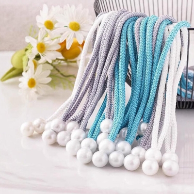Picture of 2 PCS Hot Selling Pearl Curtain Belt Set C1 Double Headed Long Tassel Cotton Door and Window Parda Barrier Tie Rope Non Clip/Hook Handmade Kushikata Popular Accessories Cottage Home Decorative Lanyard Amazing Gift Item Multicolor