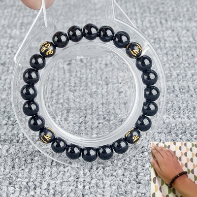 Picture of Hot Selling Six Character Mantra Bracelet Adjustable Set i1 Brave Stone Popular Brelet Jewelry Accessories Birthday Wedding Engagement Bridal Party Bracelat Amazing Gift Item Braslete Bangles for Men Women Black Color