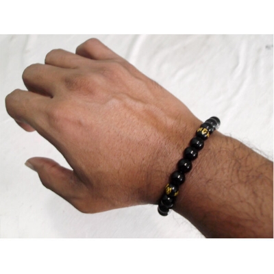 Picture of Hot Selling Six Character Mantra Bracelet Adjustable Set i1 Brave Stone Popular Brelet Jewelry Accessories Birthday Wedding Engagement Bridal Party Bracelat Amazing Gift Item Braslete Bangles for Men Women Black Color