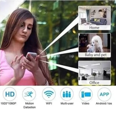 Picture of Premium Rechargeable Battery Mini Camera Full HD 1080P 4K WiFi Wholesale X5 Wireless CCTV Night Vision 140 Wide Angle Video Recorder Sound Detector Monitoring Safety Security Usb Micro IP Motion Mobile App Professional Remote Cam Black Colored