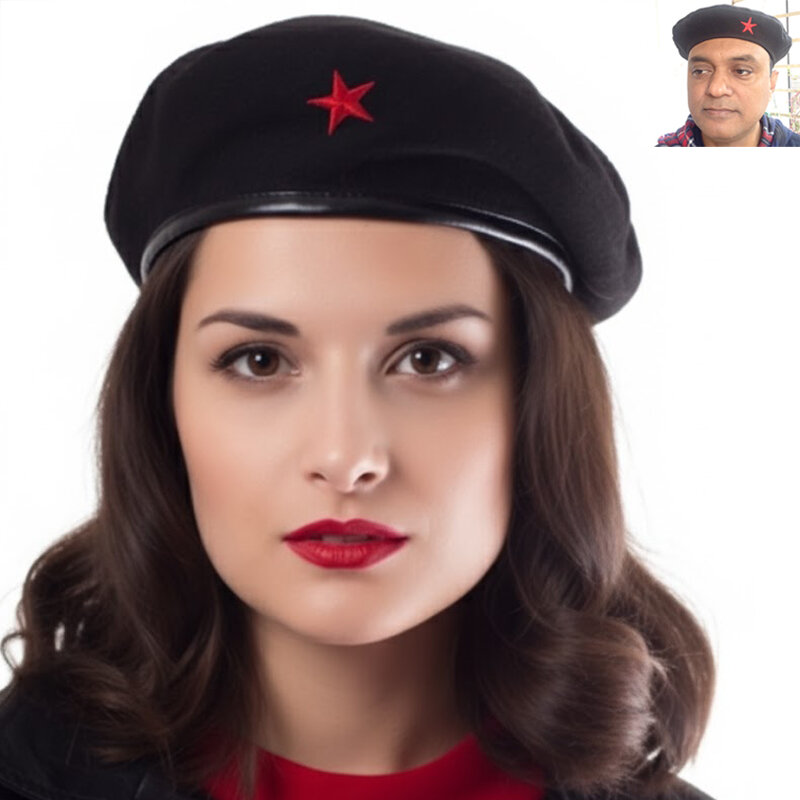 Picture of Premium Quality Che Guevara Military Style Unisex Revolution Star Cap – Black Cotton Autumn Winter All-Match Headwear for Men and Women Sports Fashion Accessory Party Hat Factory Direct Supply  - One size