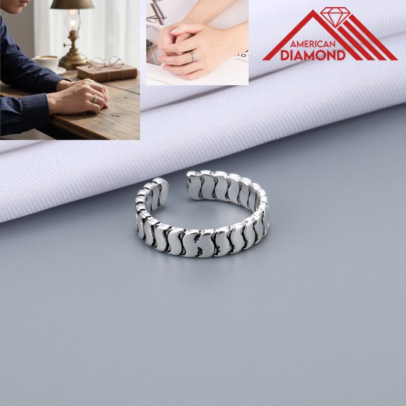 Picture of American Adjustable  Chain Finger Ring Set B All-Match Cold Style Personality Autumn Retro Angti Hot Selling Jewelry Birthday Wedding Engagement Bridal Party Amazing Gift for Men and Women Silver Color