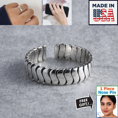 Picture of American Adjustable Popular Chain Finger Ring Set B All-Match Personality Retro Angti Jewelry Birthday Wedding Engagement Bridal Party Amazing Gift for Men and Women Silver Color + Free 1 Piece Nose Pin