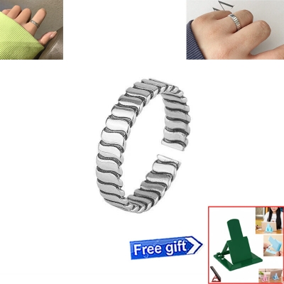Picture of Adjustable Popular Chain Finger Ring Set B1 All-Match Cold Style Versatile Personality Autumn Retro Angti Hot Selling Jewelry Accessories Birthday Wedding Engagement Bridal Party Amazing Gift Item for Men and Women Silver Color + Free 1 Piece Mobile Stand
