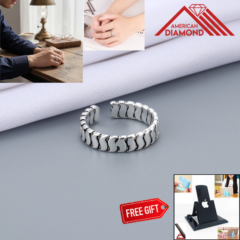 Picture of American Adjustable Popular Chain Finger Ring Factory Direct Sales Set B All-Match Personality Retro Angti Hot Selling Jewelry Accessories Birthday Wedding Engagement Bridal Party Amazing Gift for Men and Women Silver Color + Free 1 Piece Mobile Stand