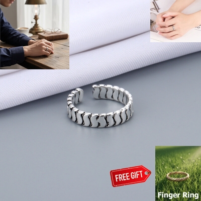 Picture of Adjustable Popular Chain Finger Ring Set B1 All-Match Cold Style Versatile Personality Autumn Retro Angti Hot Selling Amazing Jewelry Accessories Birthday Wedding Engagement Bridal Party for Men and Women Silver Color + Free Matching Gift Item!