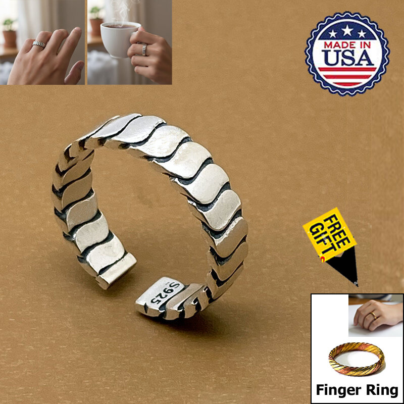 Picture of American Adjustable Chain Finger Ring Set B All-Match Personality Retro Angti Hot Selling Jewelry Birthday Wedding Engagement Bridal Party Amazing Gift for Men and Women Silver Color + Free Matching Gift!