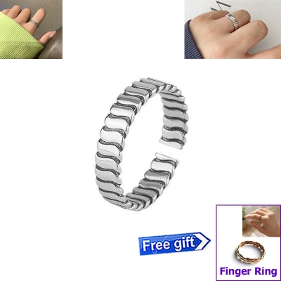 Picture of Adjustable Popular Chain Finger Ring Set C1 All-Match Cold Style Versatile Personality Autumn Retro Angti Hot Selling Amazing Jewelry Accessories Birthday Wedding Engagement Bridal Party for Men and Women Silver Color + Free Matching Gift Item!