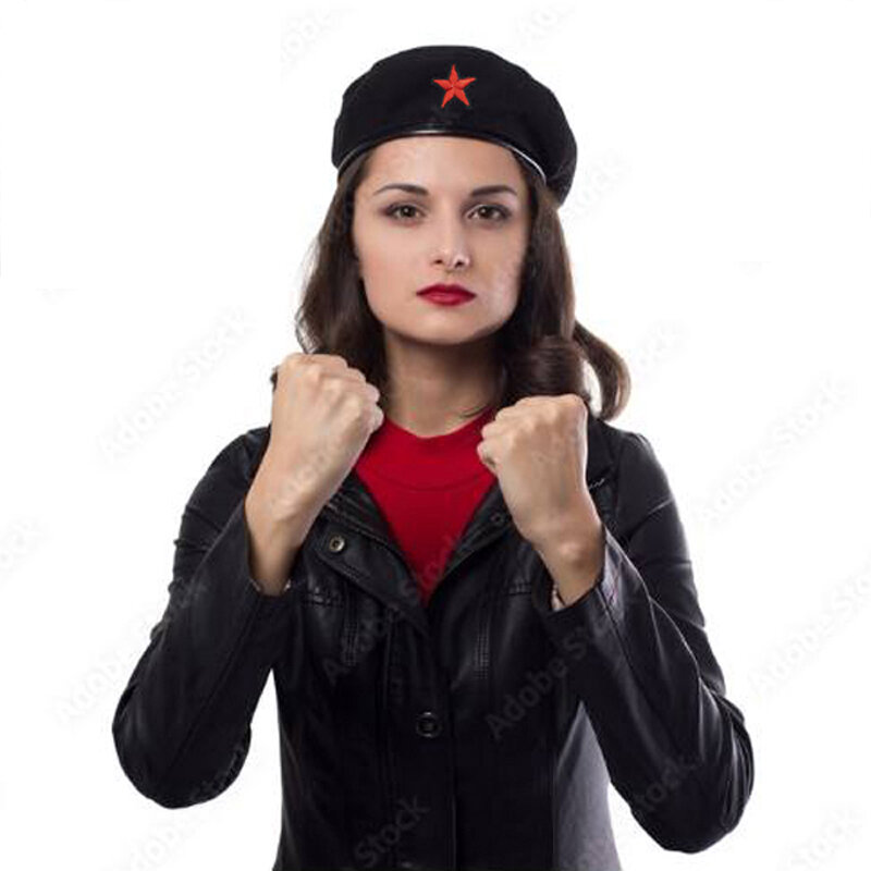 Picture of Premium Che Guevara Military Style Revolution Star Cap – Black Cotton All-Match Headwear for Men Women Sports Fashion Party Hat + Free Gift 1 Piece Nose Pin!  - One size