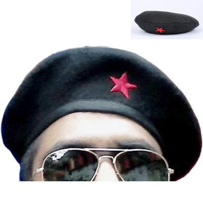 Picture of Premium Che Guevara Military Style Revolution Star Cap – Black Cotton All-Match Headwear for Men Women Sports Fashion Party Hat + Free Gift 1 Piece Nose Pin!  - One size