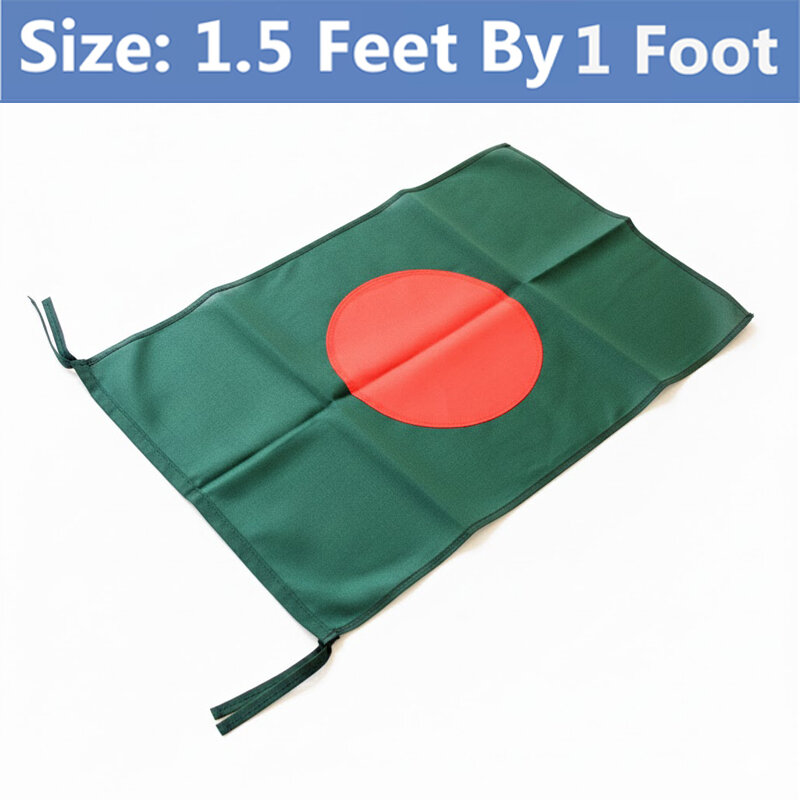 Picture of Bangladesh Flag (1.5 by 1) Feet – Premium Quality Potaka for School Presentation Victory Day Programs Decoration Creative Projects and Craft Designs Green & Red Color