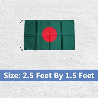 Picture of Bangladesh Flag (2.5 by 1.5) Feet – Green & Red Premium Quality Potaka for School Presentation Victory Day Programs Decoration Creative Projects and Craft Designs | Classic Gift