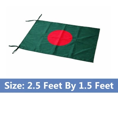 Picture of Bangladesh Flag (2.5 by 1.5) Feet – Green & Red Premium Quality Potaka for School Presentation Victory Day Programs Decoration Creative Projects and Craft Designs | Classic Gift