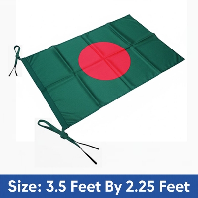 Picture of Bangladesh Flag (3.5 by 2.25) Feet – Factory Direct Supply Bright Green & Red Premium Quality Potaka for School Presentation Victory Day Programs Decoration Creative Projects and Craft Designs | Classic Gift Item