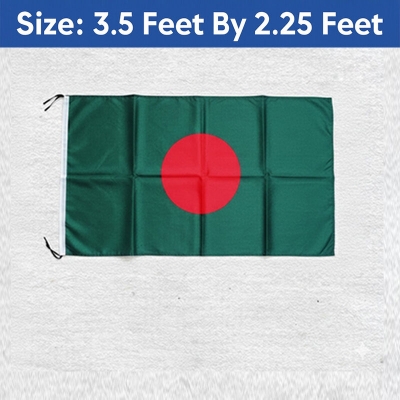 Picture of Bangladesh Flag (3.5 by 2.25) Feet – Factory Direct Supply Bright Green & Red Premium Quality Potaka for School Presentation Victory Day Programs Decoration Creative Projects and Craft Designs | Classic Gift Item