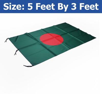 Picture of Bangladesh Flag (5 by 3) Feet – Factory Direct Supply Bright Green & Red Premium Quality Potaka for School Presentation Victory Day Programs Decoration Creative Projects and Craft Designs | Classic Gift Item