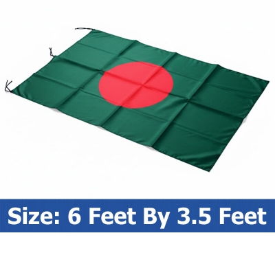 Picture of Bangladesh Flag (6 by 3.5) Feet – Green & Red Premium Quality Potaka for School Presentation Victory Day Programs Decoration Creative Projects and Craft Designs | Classic Gift