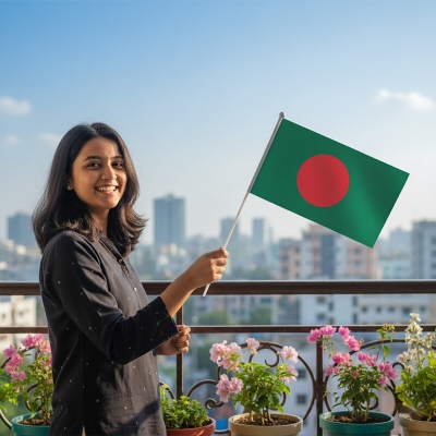 Picture of Bangladesh Flag (1 foot By 8 inch) – Green & Red Premium Potaka for School Presentation Victory Day Programs Decoration Creative Projects and Craft Designs + Free Gift 2 Pieces Headband!