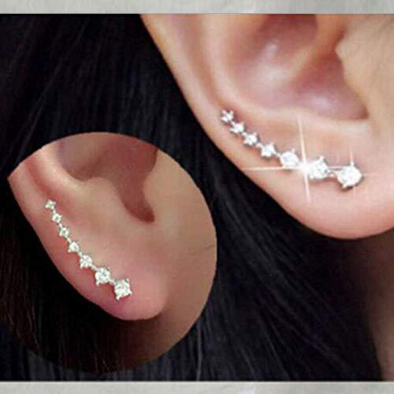Picture of 1 Pair Seven Stone Crystal Long Tassel Earrings Stylish Retro Inspired Pendant Hollow Pattern Jewelry Ornament | Birthday Wedding Engagement Bridal Party Marriage Anniversary Elegant Gift for Women – Silver Color