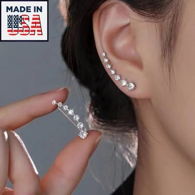 Picture of American 1 Pair Seven Stone Crystal Long Tassel Earrings Stylish Retro Inspired Pendant Hollow Pattern Jewelry Ornament | Birthday Wedding Engagement Bridal Party Marriage Anniversary Elegant Gift for Women – Silver Color - Adjustable