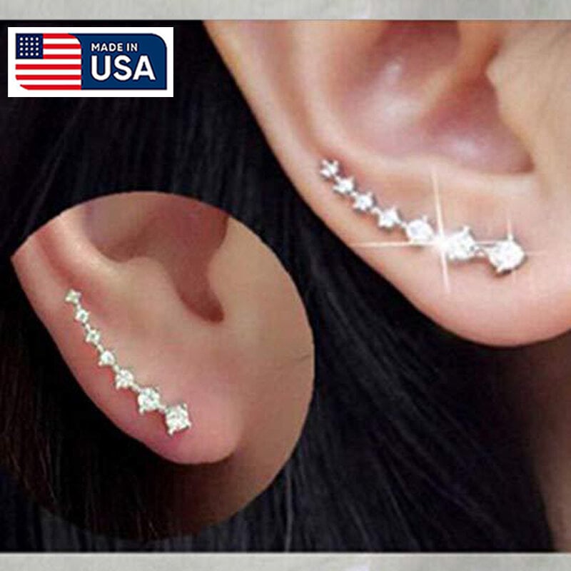 Picture of American 1 Pair Seven Stone Crystal Long Tassel Earrings Stylish Retro Inspired Pendant Hollow Pattern Jewelry Ornament | Birthday Wedding Engagement Bridal Party Marriage Anniversary Elegant Gift for Women – Silver Color - Adjustable