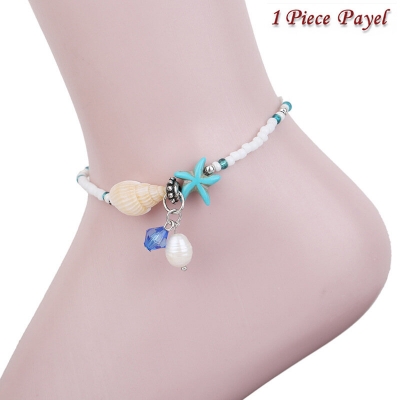 Picture of Popular Pearl Sea Star Payell Beach Inspired Autumn Retro Design Temple Chain Anklet Hanging Pendant Foot Ornament Jewelry | Birthday Wedding Engagement Bridal Party Marriage Anniversary Elegant Gift for Modern Women – Multicolor