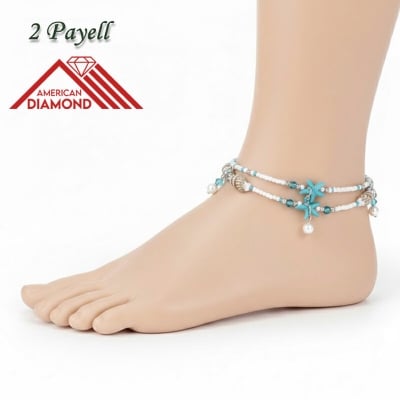 Picture of American 2 Pieces Popular Pearl Starfish Payell Beach Autumn Retro Design Chain Anklet Hanging Pendant Foot Ornament Jewelry | Birthday Wedding Engagement Bridal Party Marriage Anniversary Elegant Gift for Modern Women – Multicolor