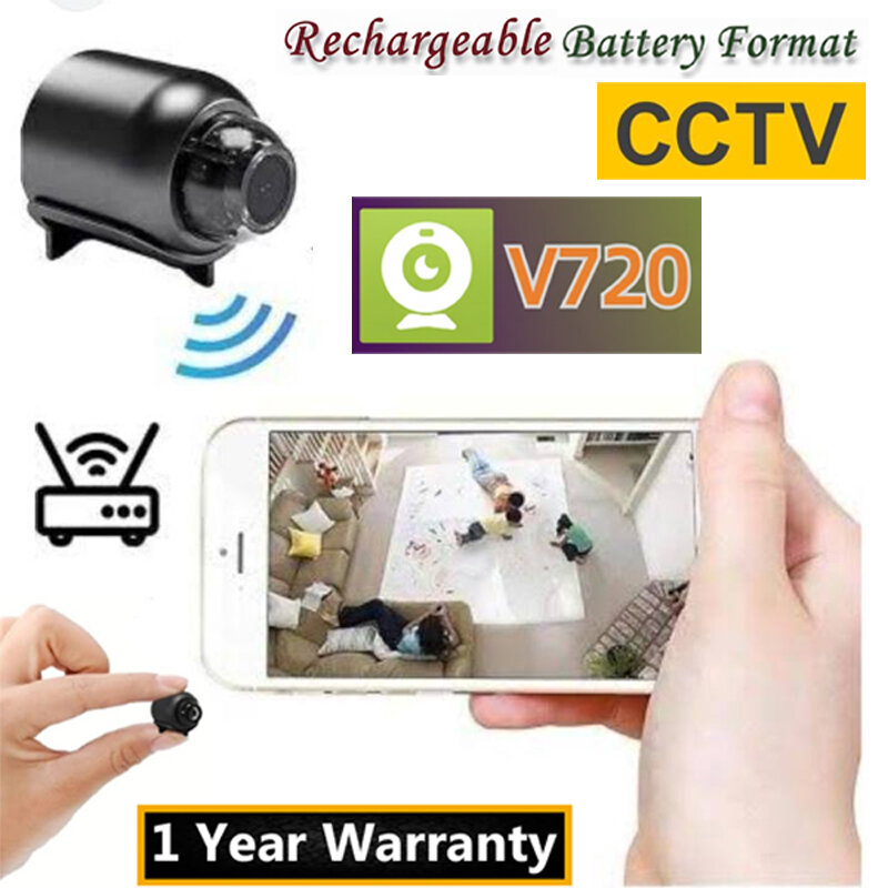 Picture of Mini CCTV Camera X5 Full HD WiFi 1080P 4K Wireless Support Night Vision 140 Degree Wide Angle Lens Motion Detection Audio Video Recording Mobile App Remote Monitoring Professional Home Gadget Black Color Designed For Personal Protection