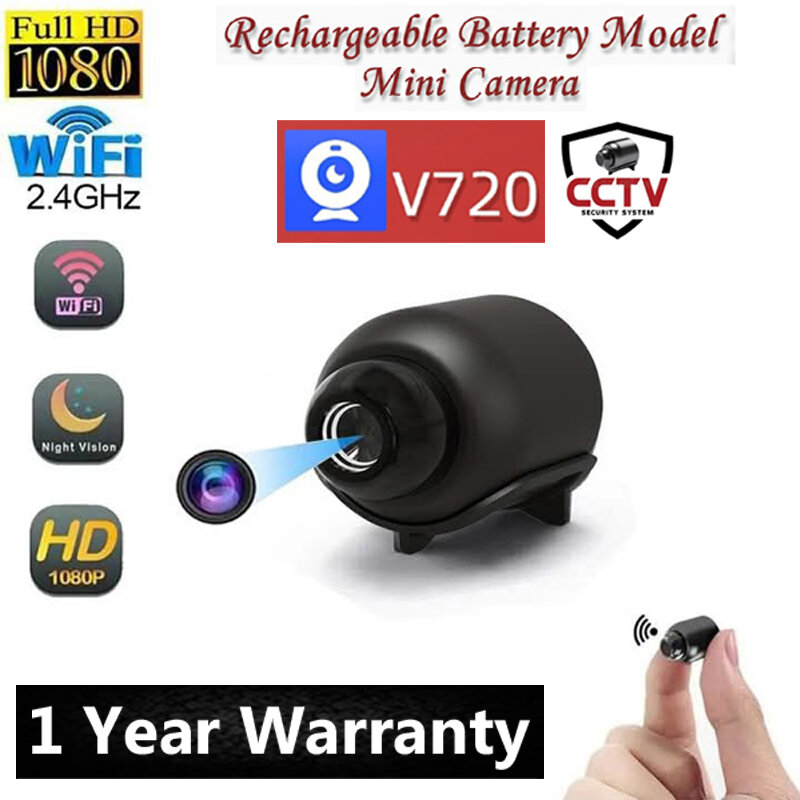 Picture of Mini CCTV Camera X5 Full HD WiFi 1080P 4K Wireless Support Night Vision 140 Degree Wide Angle Lens Motion Detection Audio Video Recording Mobile App Remote Monitoring Professional Home Gadget Black Color Designed For Personal Protection