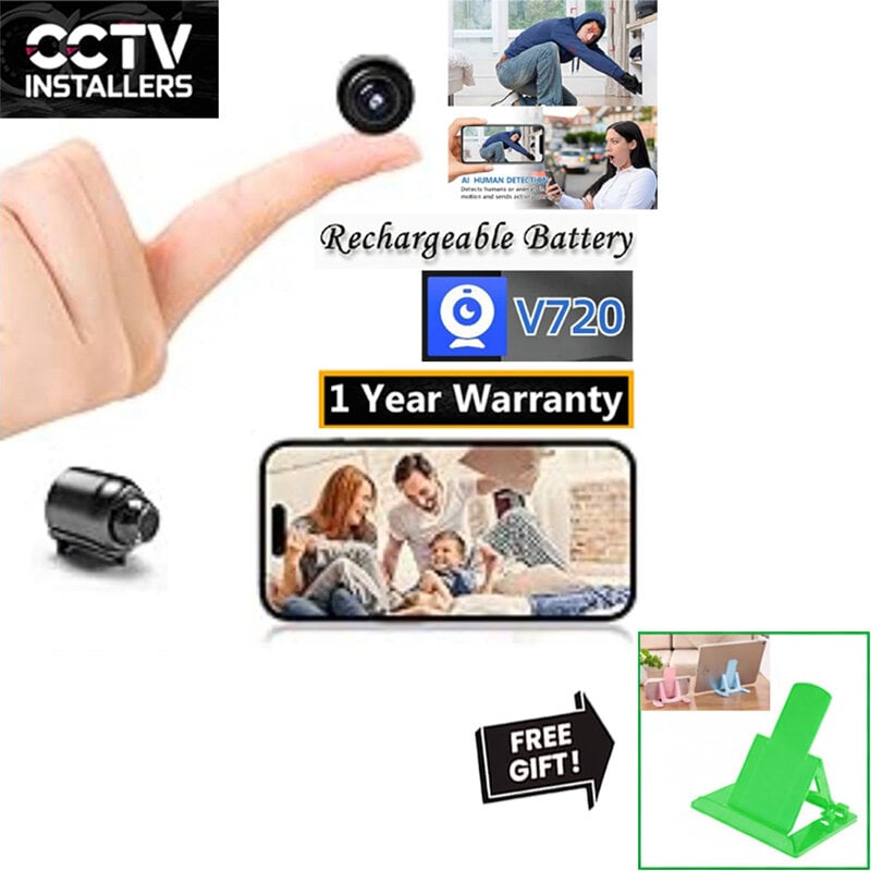 Picture of Mini CCTV Camera X5 Full HD WiFi 1080P 4K Wireless Night Vision 140° Wide Angle Lens Motion Detection Audio Video Recording App Remote Monitoring Professional Gadget Black Color Designed For Personal Protection – Complimentary Mobile Stand Added!
